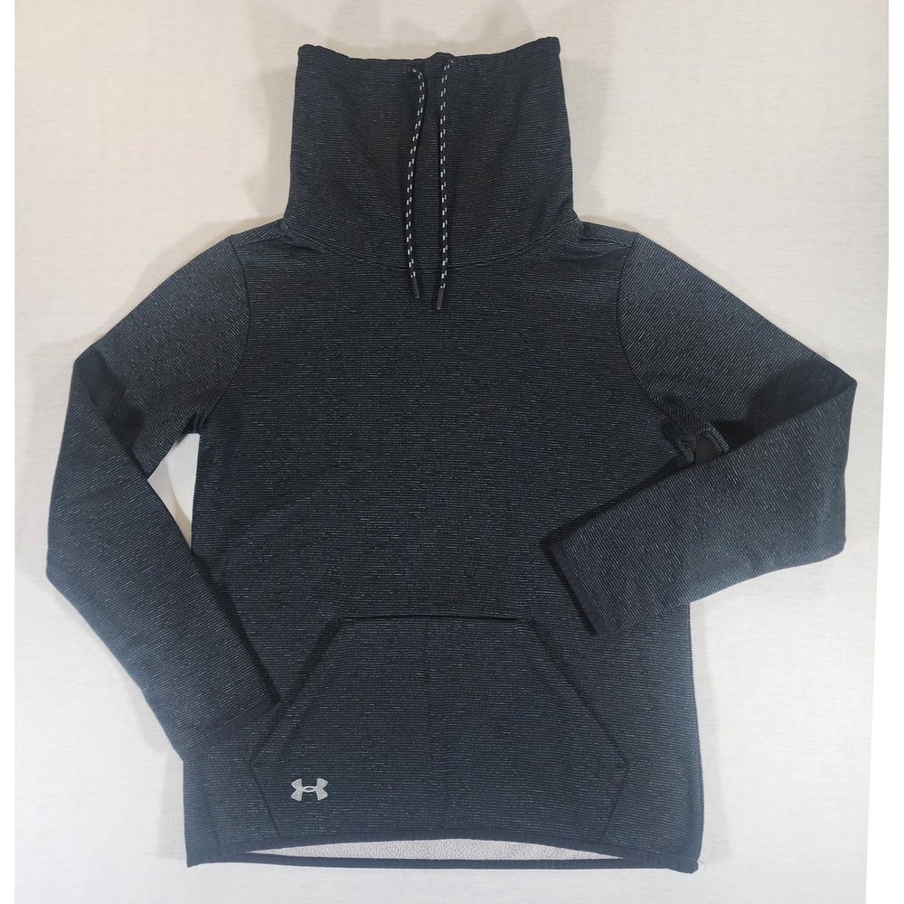 Under Armour Women S Hoodie‎ ColdGear Funnel Neck Black Heathered 1311235 Active